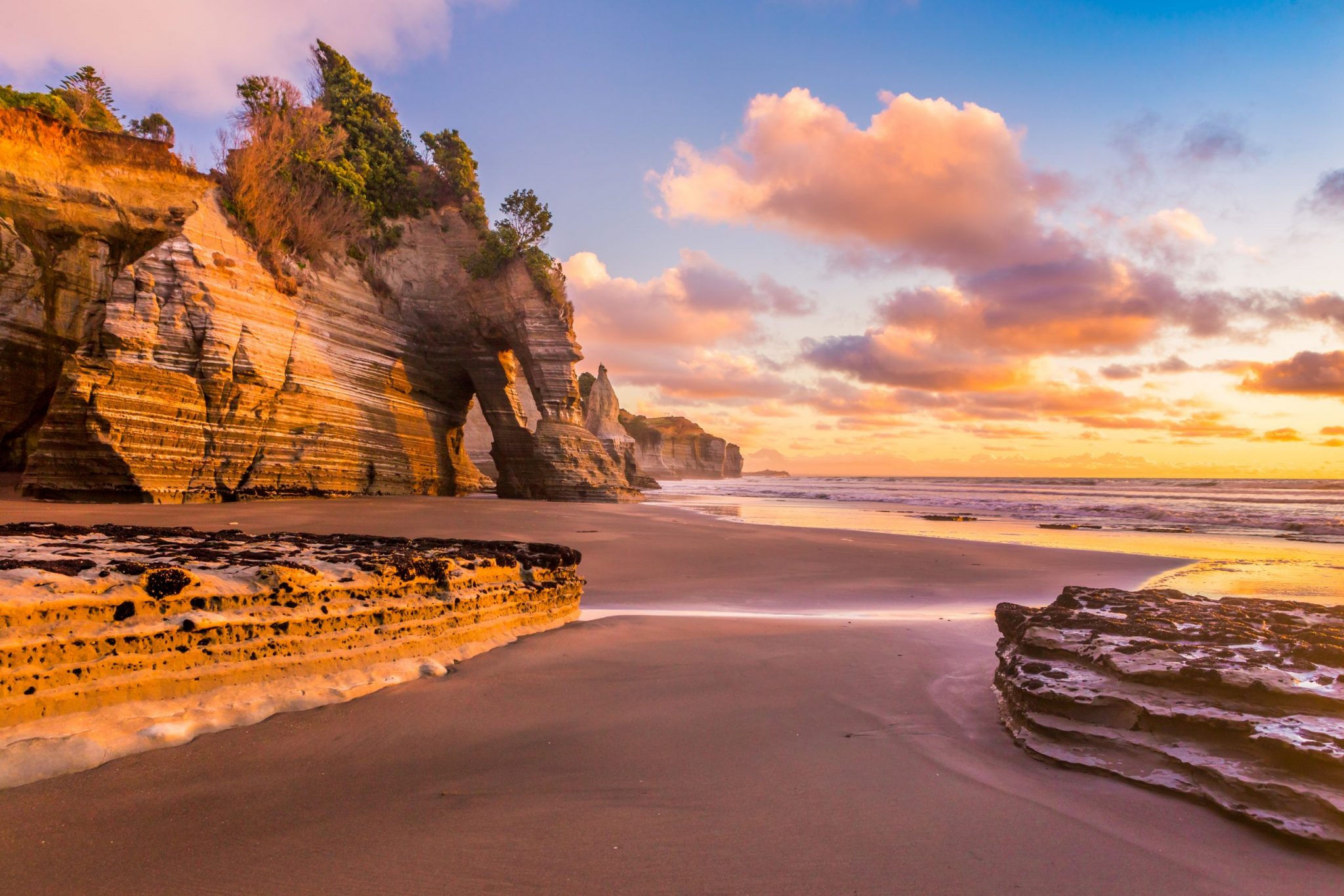 Sunset at a rocky beach